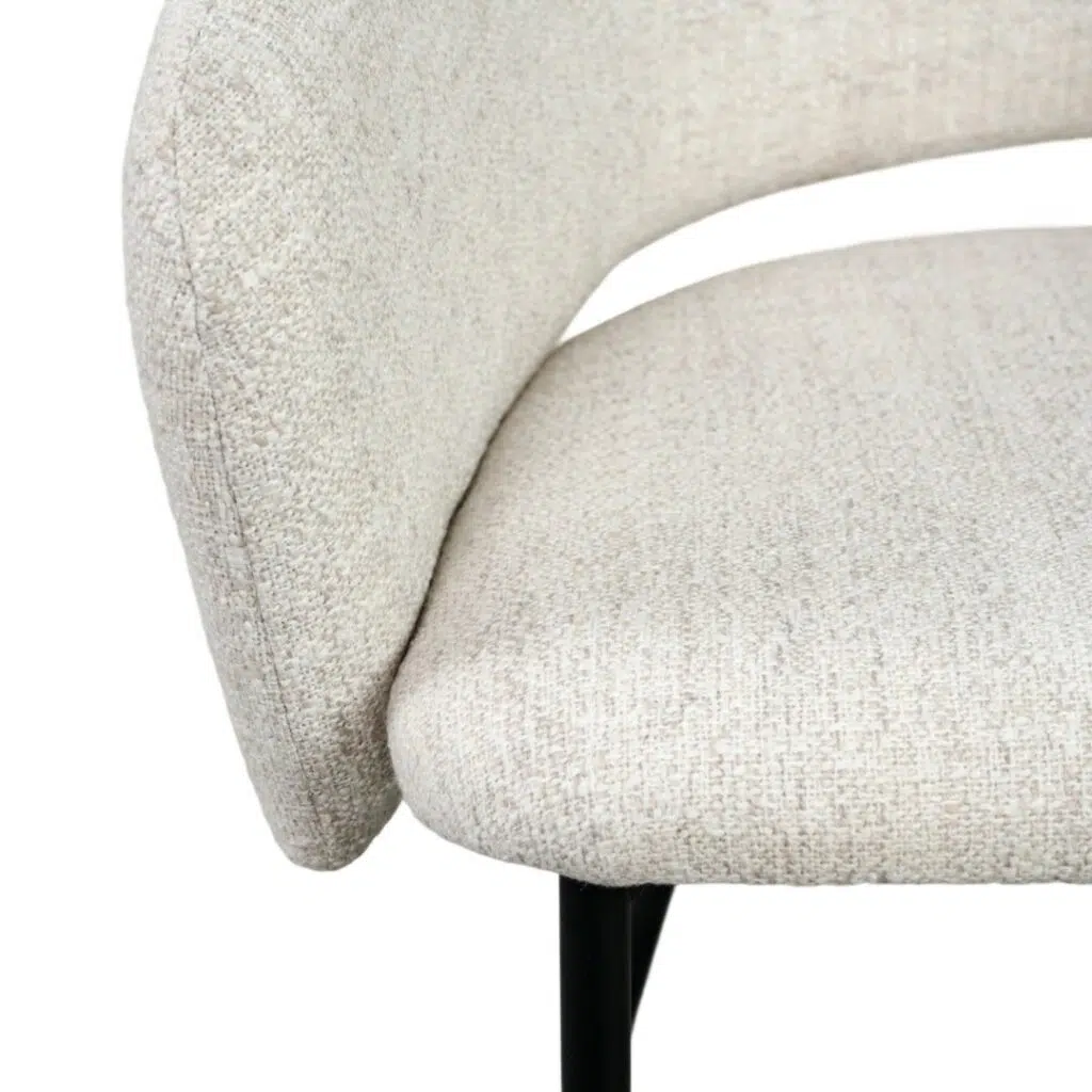 Sora Dining Chair Cream Fabric Sturdy Metal Frame