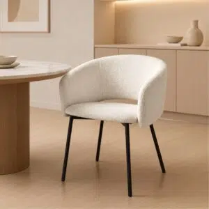 Sora Dining Chair in neutral cream fabric for modern homes