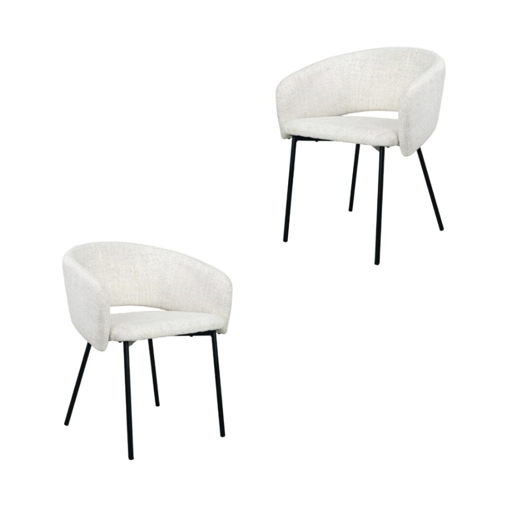 Sora Dining Chairs Set 2 Cream