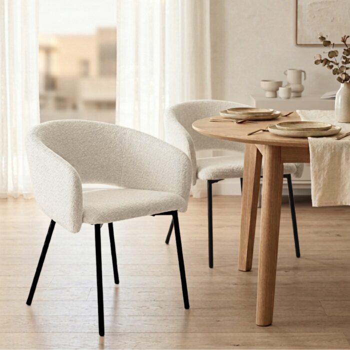 Sora Dining Chair set of 2 in neutral cream for modern homes