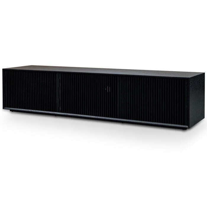 Elio 2m TV Unit in Black Veneer with Hidden Storage Compartments
