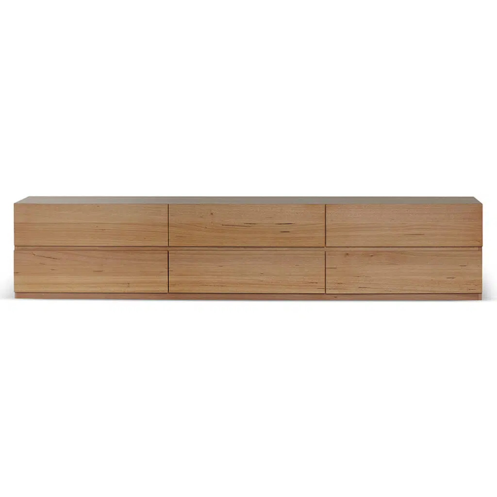 Vista 2.4m TV Unit Messmate Wood 6 Drawers