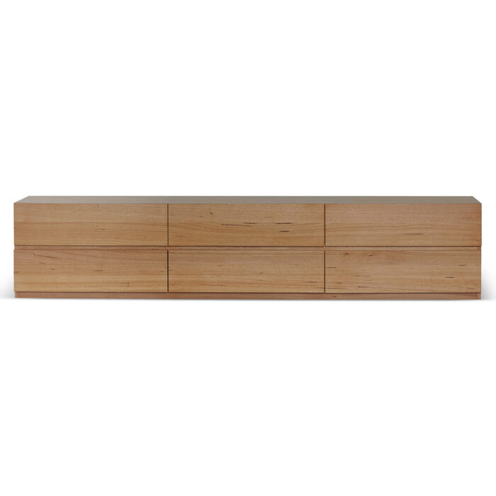 Vista 2.4m TV Unit Messmate Wood 6 Drawers
