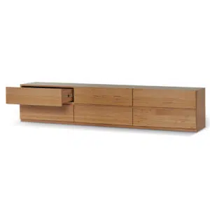 Vista 2.4m TV Unit, Natural Messmate, Spacious Drawers
