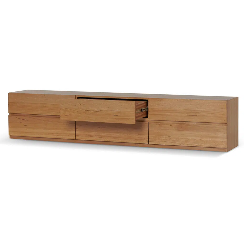 Vista 2.4m TV Unit Messmate Wood 6 Drawers