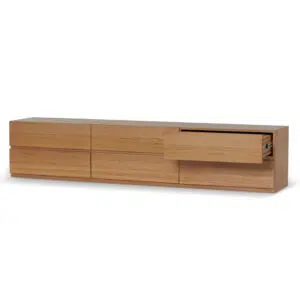 Vista 2.4m TV Unit Messmate Wood 6 Drawers
