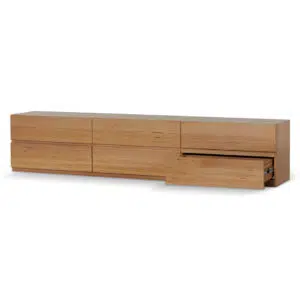 Vista 2.4m TV Unit Messmate Wood 6 Drawers