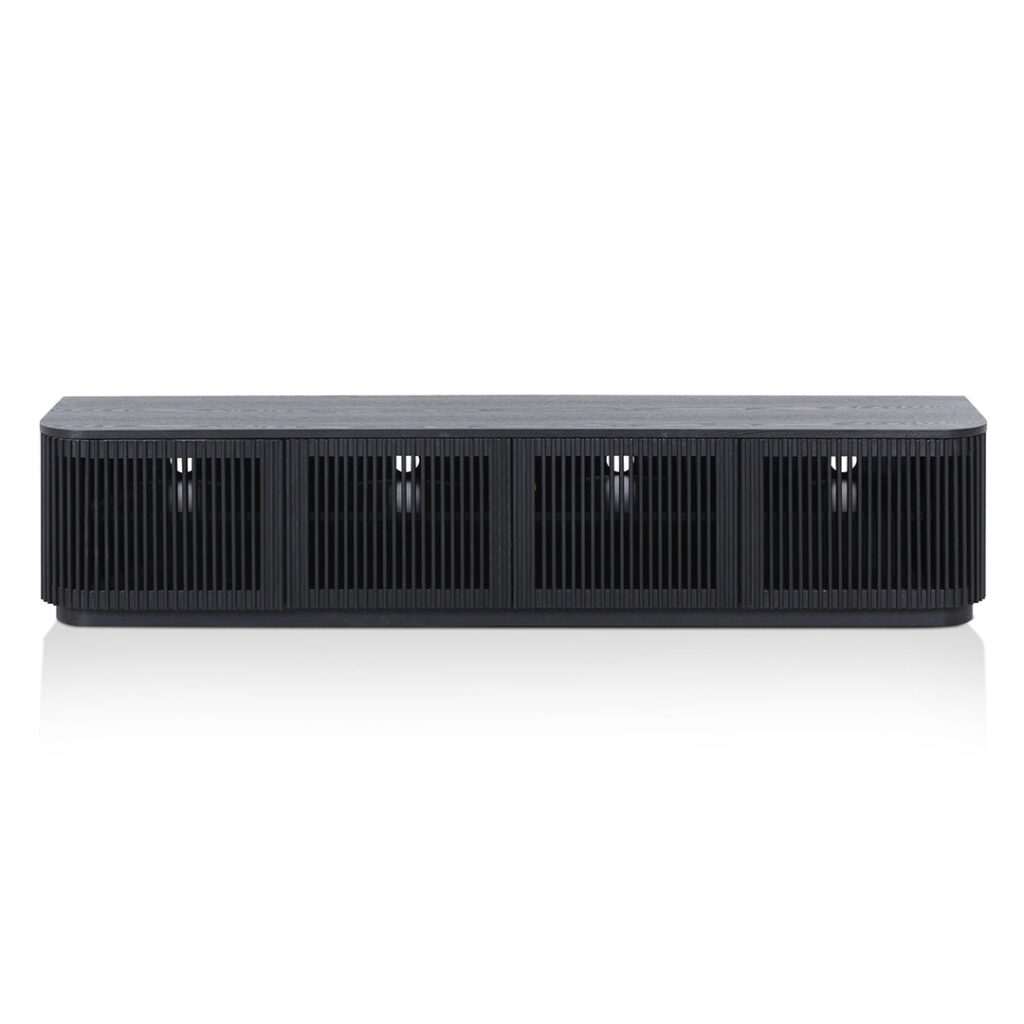 Summit 2m TV Unit, Full Black, Stylish Ash Veneer, Modern Living Room Furniture