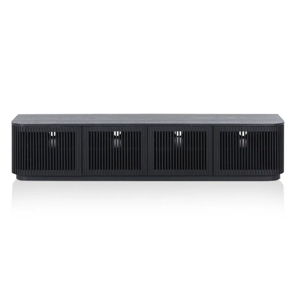 Summit 2m TV Unit, Full Black, Stylish Ash Veneer, Modern Living Room Furniture