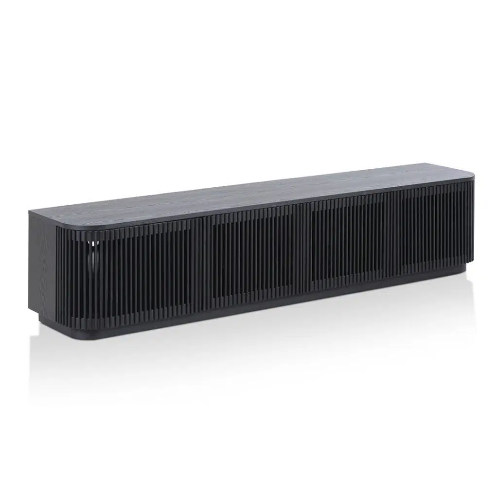 Summit 2m TV Unit, Full Black, Stylish Ash Veneer, Modern Living Room Furniture