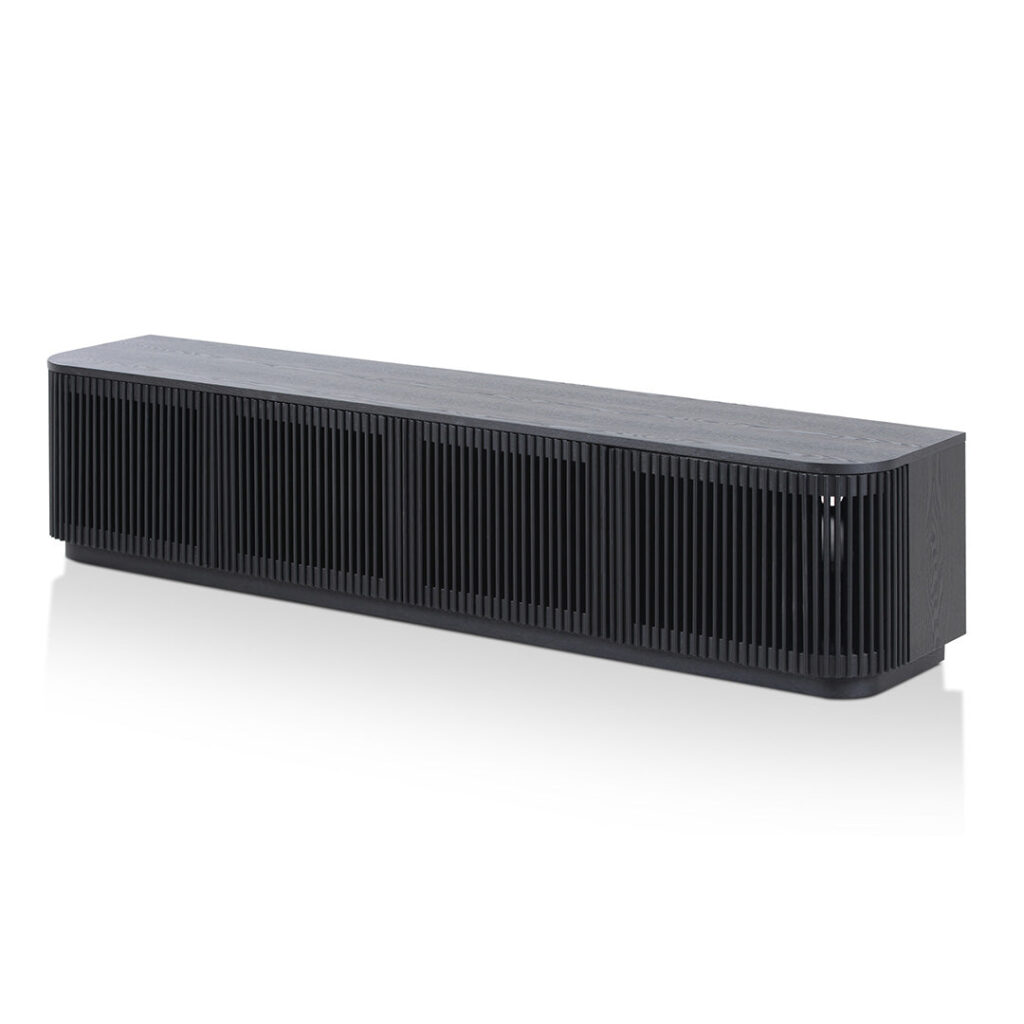 Summit 2m TV Unit, Full Black, Modern Ash Veneer