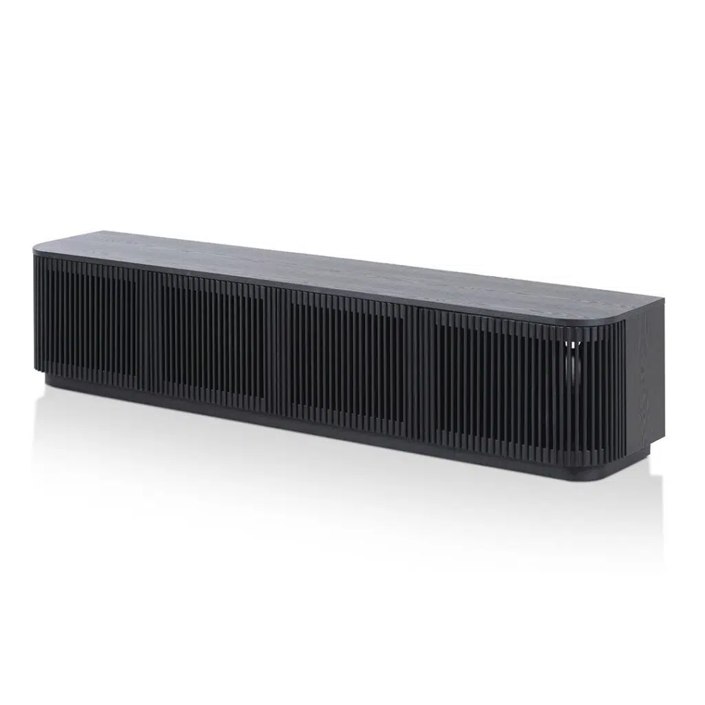 Summit 2m TV Unit, Full Black, Modern Ash Veneer