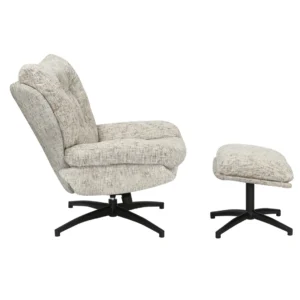 Teo Accent Chair Sand Color with Footstool, Modern Swivel Design