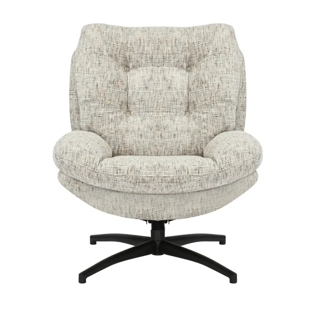 Teo Accent Chair Sand Color with Footstool, Modern Swivel Design