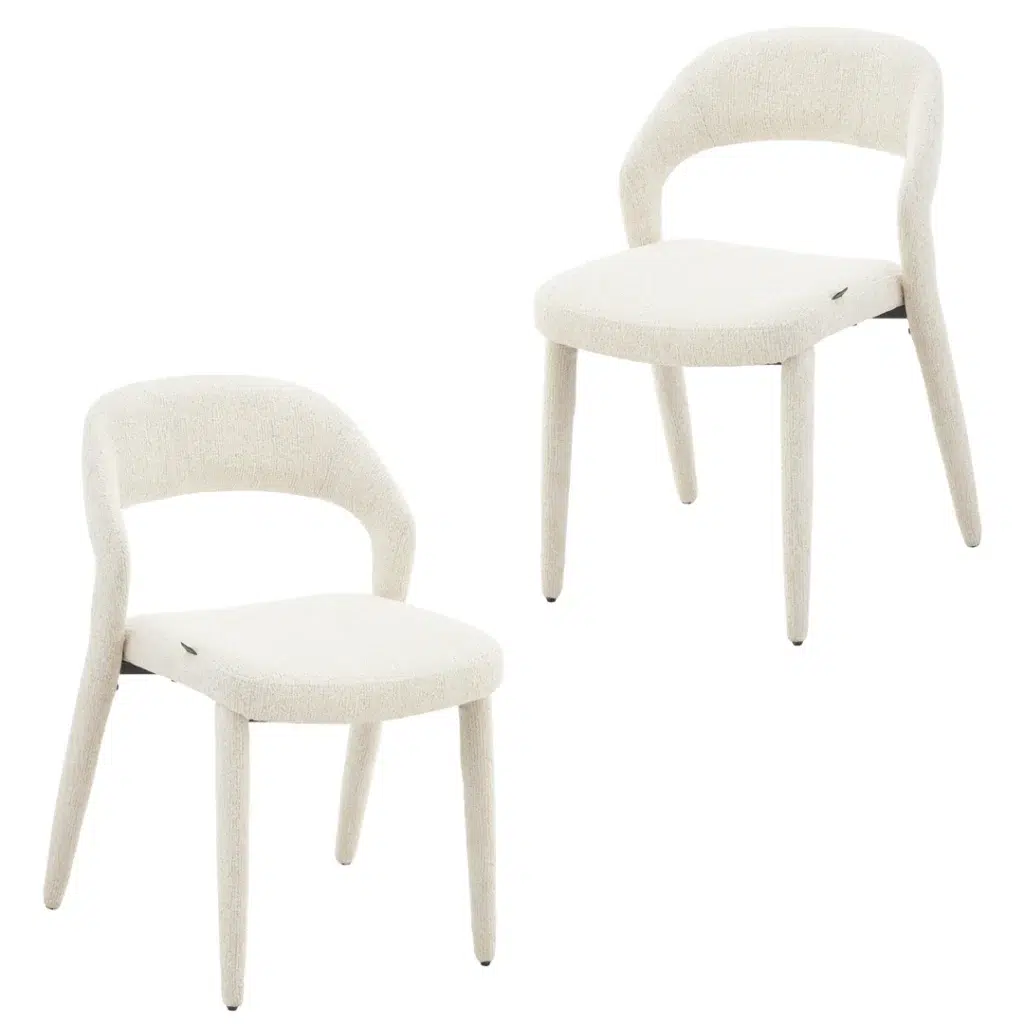 Beige Dining Chairs Set of 2, Elegant Design, High Density Foam, Durable Steel Frame