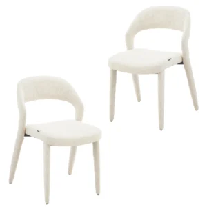 Beige Dining Chairs Set of 2, Elegant Design, High Density Foam, Durable Steel Frame