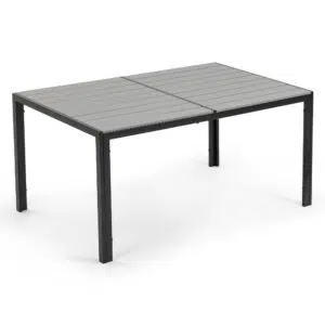 Outdoor Dining Table, Durable Polywood, Rust-Resistant Steel Frame
