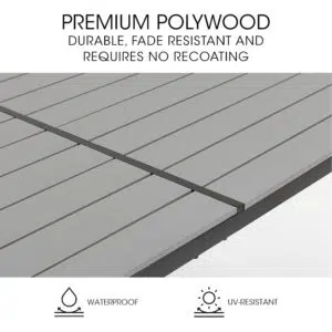 Outdoor Dining Table, Durable Polywood, Rust-Resistant Steel Frame