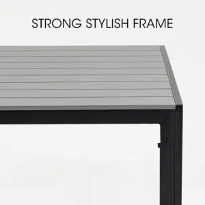 Outdoor Dining Table, Durable Polywood, Rust-Resistant Steel Frame