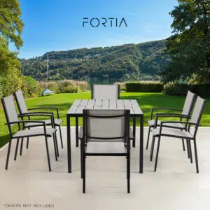 Outdoor Dining Table, Durable Polywood, Rust-Resistant Steel Frame