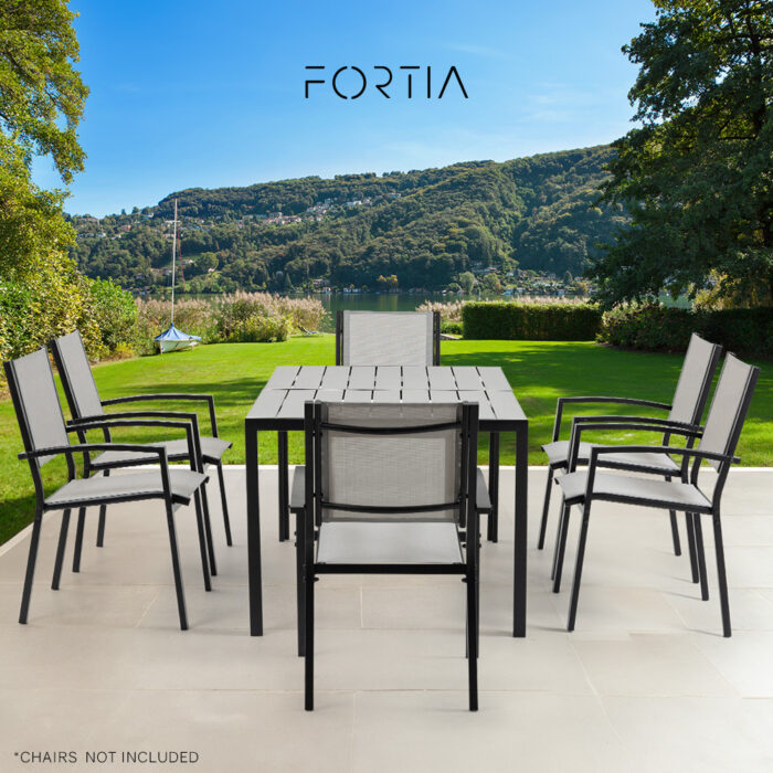 Outdoor Dining Table, Durable Polywood, Rust-Resistant Steel Frame