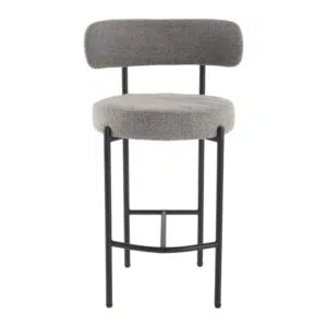 Elsa Grey Bar Stool, Boucle Fabric, Modern Design