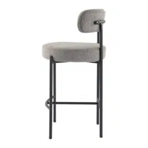 Elsa Grey Bar Stool, Boucle Fabric, Modern Design