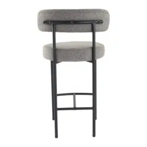 Elsa Grey Bar Stool, Boucle Fabric, Modern Design