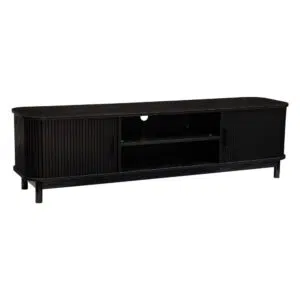 Elegant 160cm Black Ribbed TV Unit with Storage