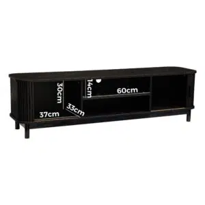 Elegant 160cm Black Ribbed TV Unit with Storage