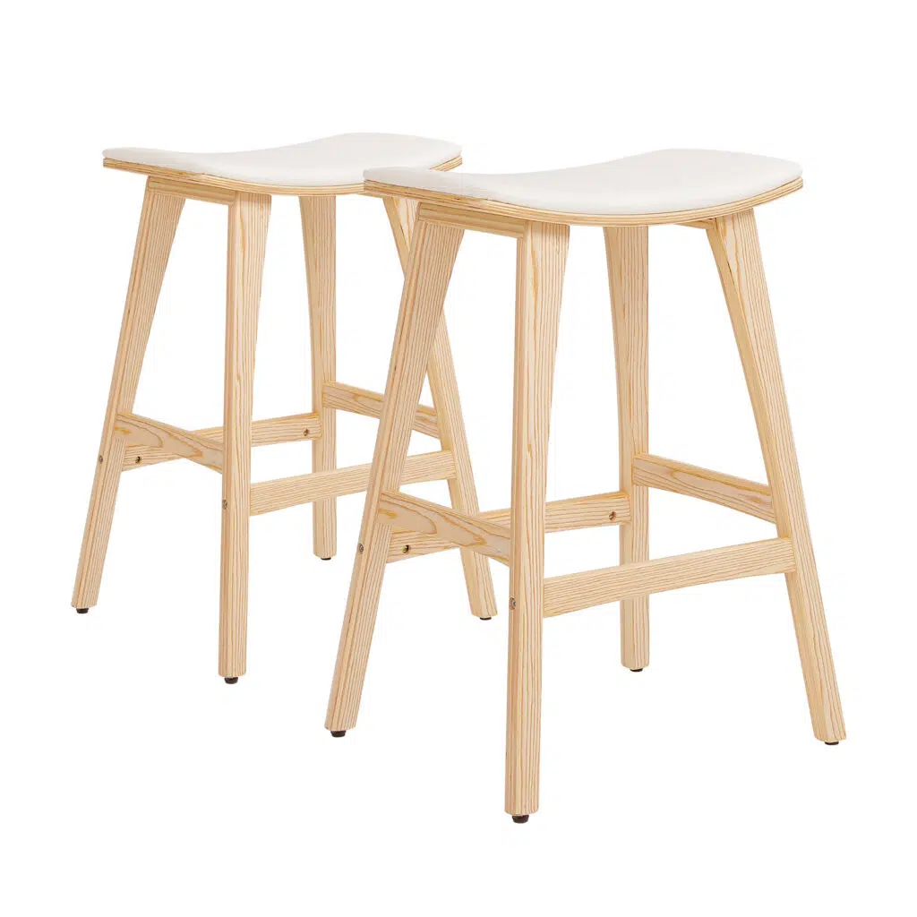 Beige Padded Dining Chair, Japanese Style, Set of 2