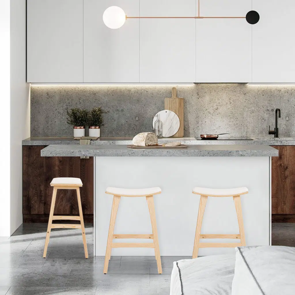 Beige Padded Dining Chair, Japanese Style, Set of 2