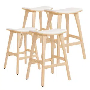 Beige Padded Dining Chair Set, Japanese Style, Durable Plywood, Comfort Seat, Compact Size