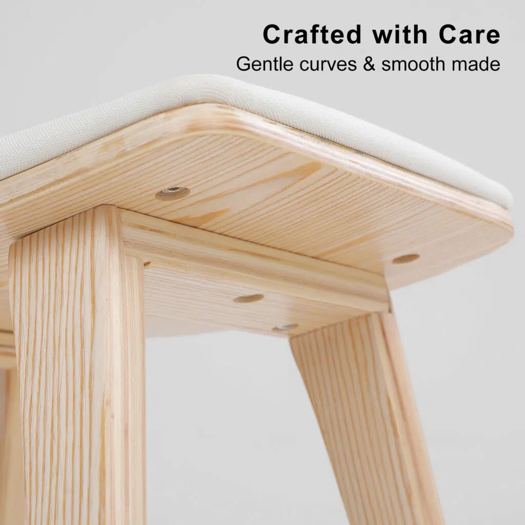 Beige Padded Dining Chair, Japanese Style, Set of 4