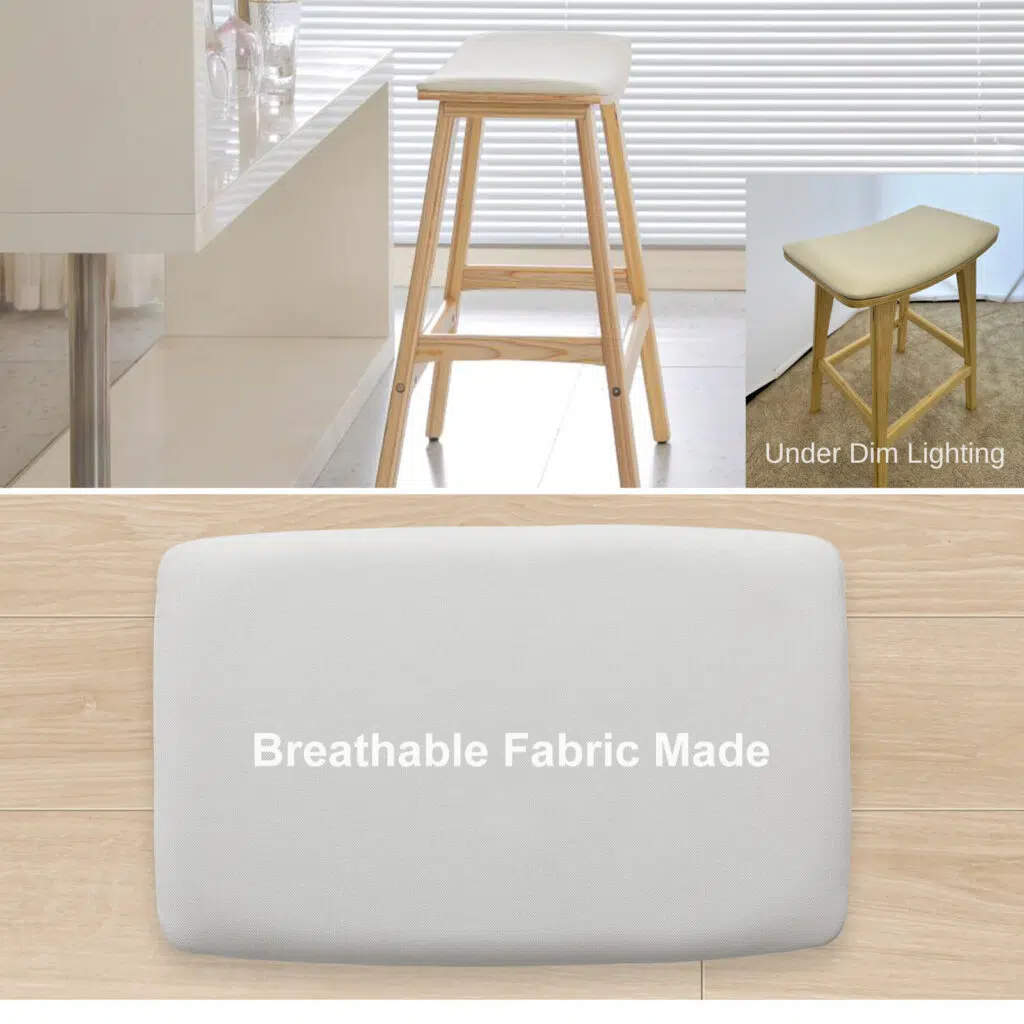 Beige Padded Dining Chair Set, Japanese Style, Durable Plywood, Comfort Seat, Compact Size