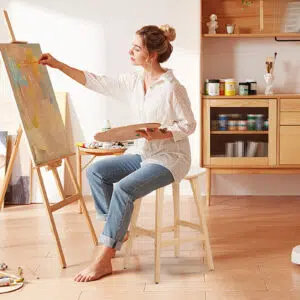 Beige Padded Dining Chair Set, Japanese Style, Durable Plywood, Comfort Seat, Versatile Use