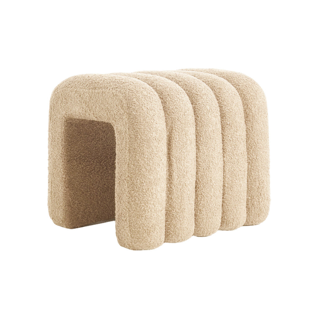 Chloe Ridge Arch Ottoman Stool – Beige