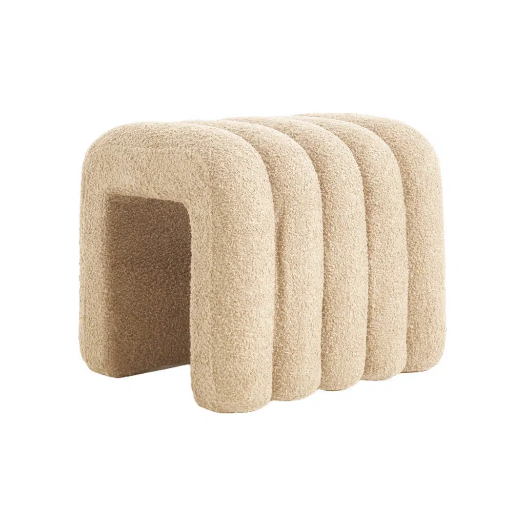 Chloe Ridge Arch Ottoman Stool – Beige