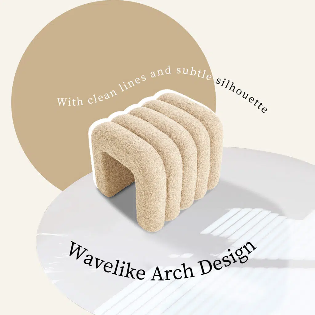 Chloe Ridge Arch Ottoman Stool – Beige