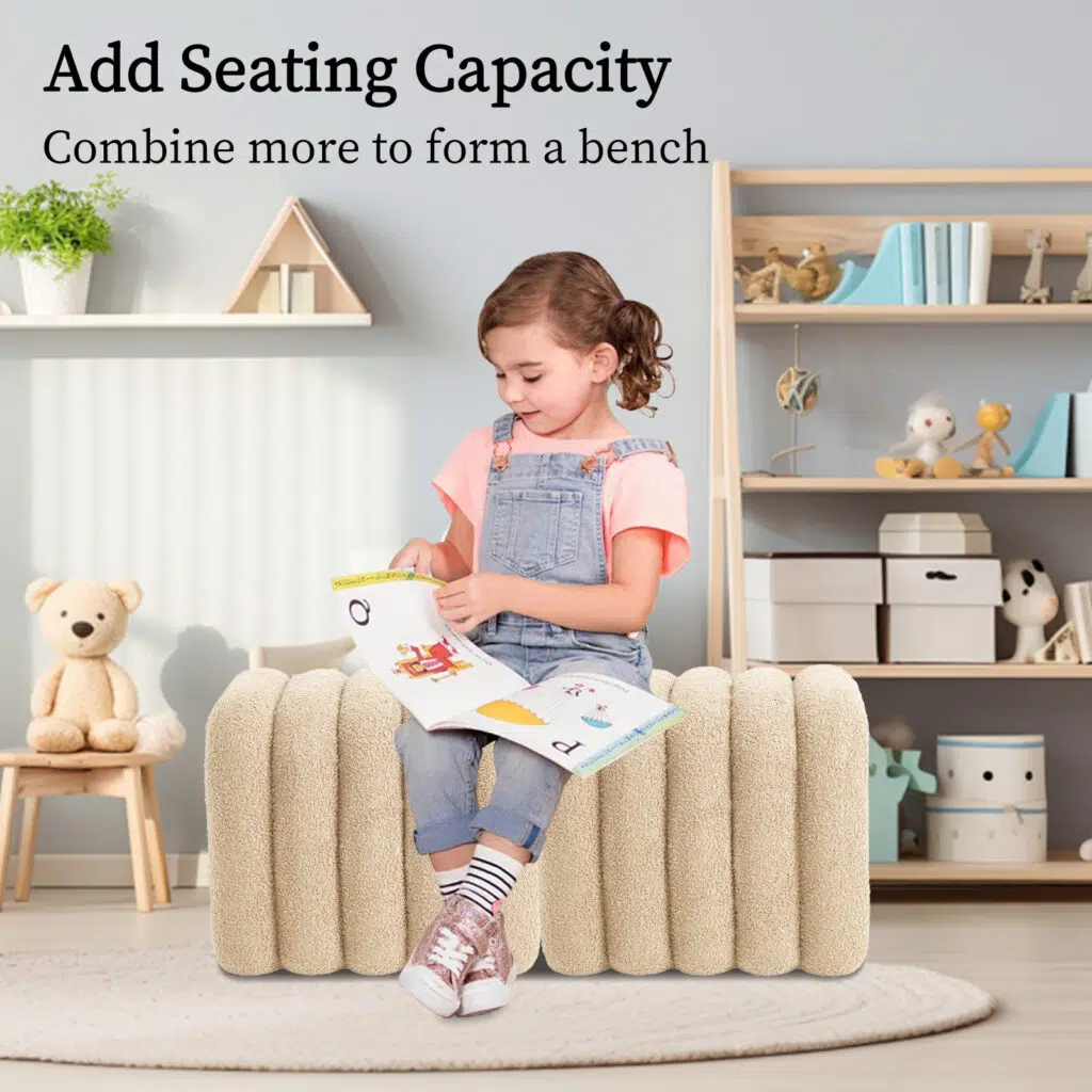 Chloe Ridge Arch Ottoman Stool – Beige