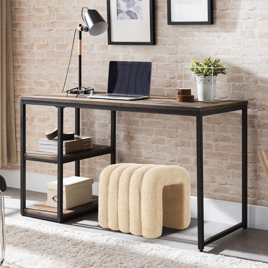 Chloe Ridge Arch Ottoman Stool – Beige