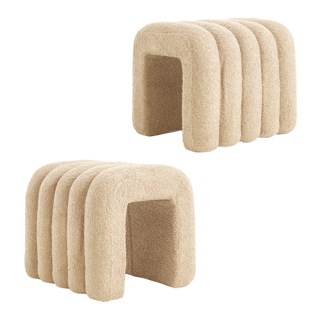 Chloe Ridge Arch Ottoman Stool – Beige