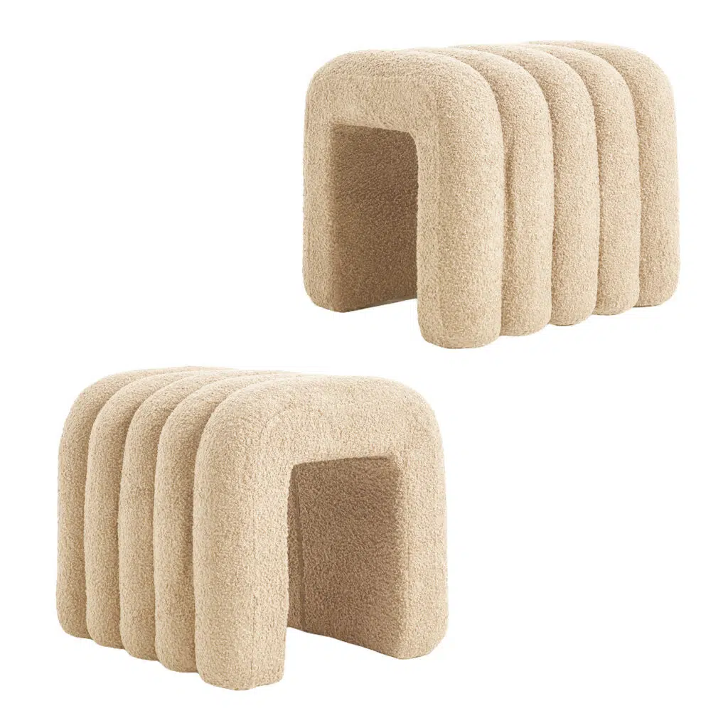 Chloe Ridge Arch Ottoman Stool – Beige