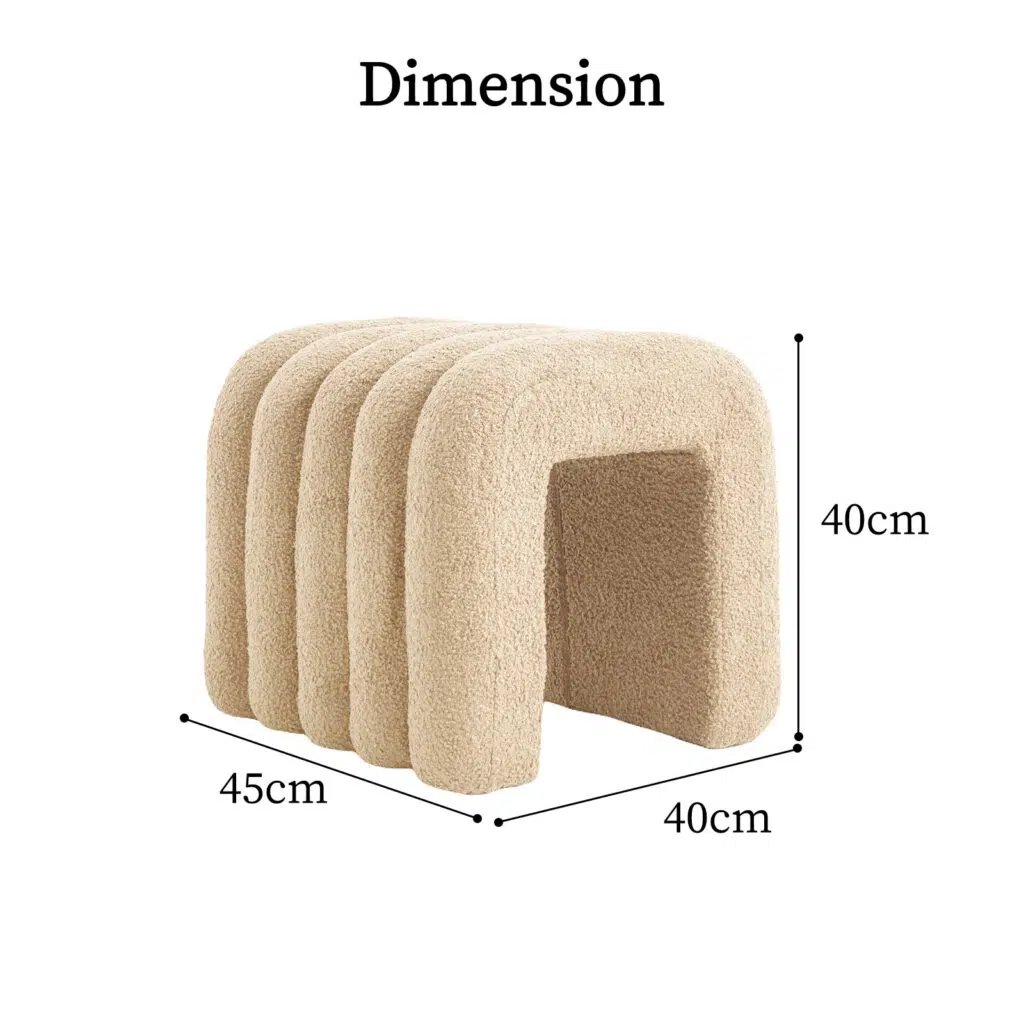 Chloe Ridge Arch Ottoman Stool – Beige