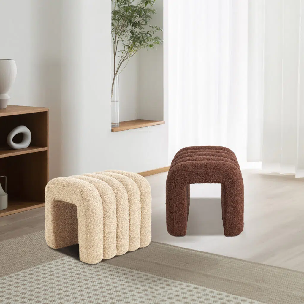 Chloe Ridge Arch Ottoman Stool – Brown