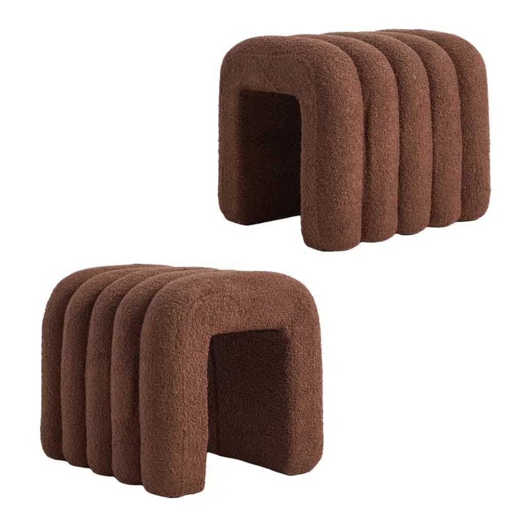 Chloe Ridge Arch Ottoman Stool – Brown