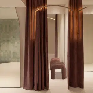 Chloe Ridge arch ottoman stool set, brown, textured, modern design, multi-functional, cozy upholstery, 45cm length