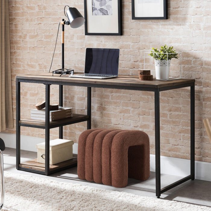 Chloe Ridge arch ottoman stool set, brown, textured, modern design, multi-functional, 45cm length