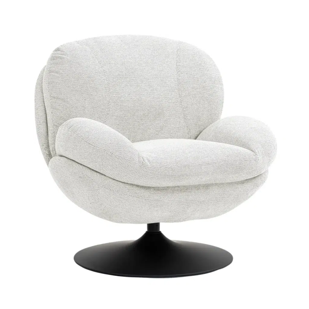 Beige Swivel Accent Chair, Elegant Design, Durable Steel Base, 360-Degree Rotation