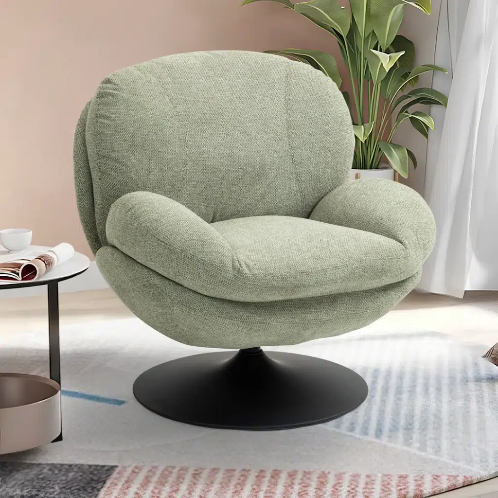 Moss Swivel Chair, Luxurious Comfort, Durable Steel Base